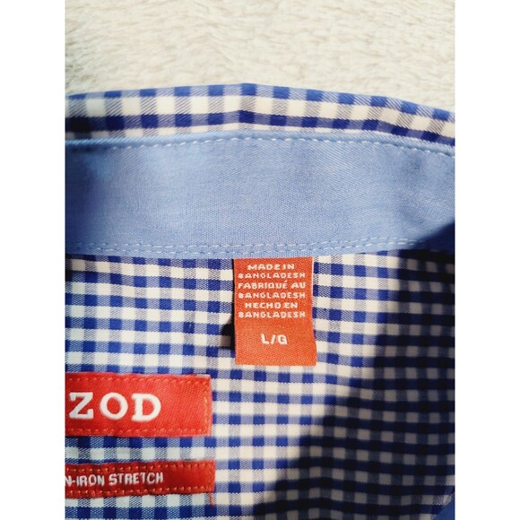 Izod Button Down Shirt Men's L Blue Gingham Check Long Sleeve NWT - Picture 3 of 11